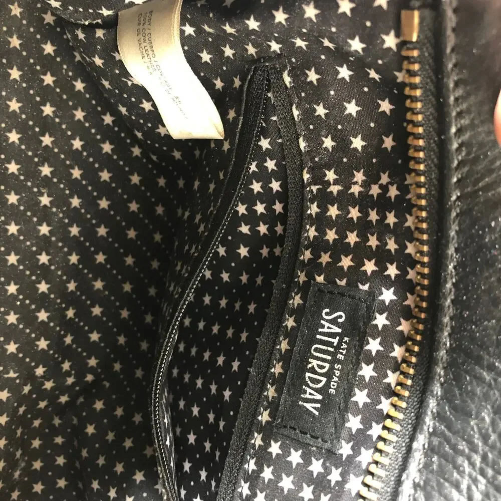 Kate Spade Saturday Black Leather Satchel Small Crossbody Bag Zip Top Purse